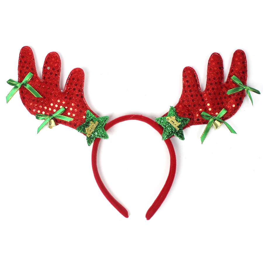 Sparkly Red Reindeer Ears Christmas Headband