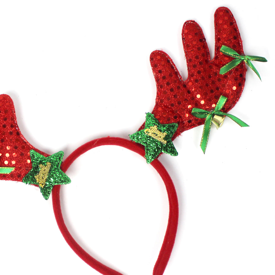 Sparkly Red Reindeer Ears Christmas Headband