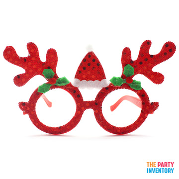 Sparkly Red Reindeer Christmas Party Glasses