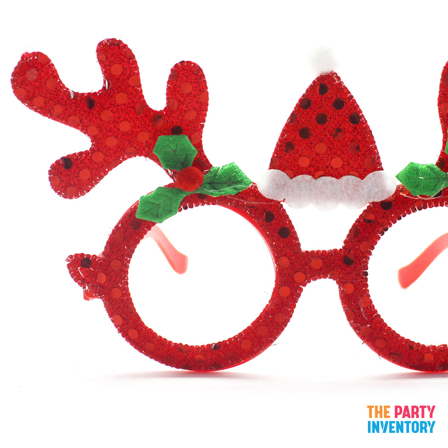 Sparkly Red Reindeer Christmas Party Glasses