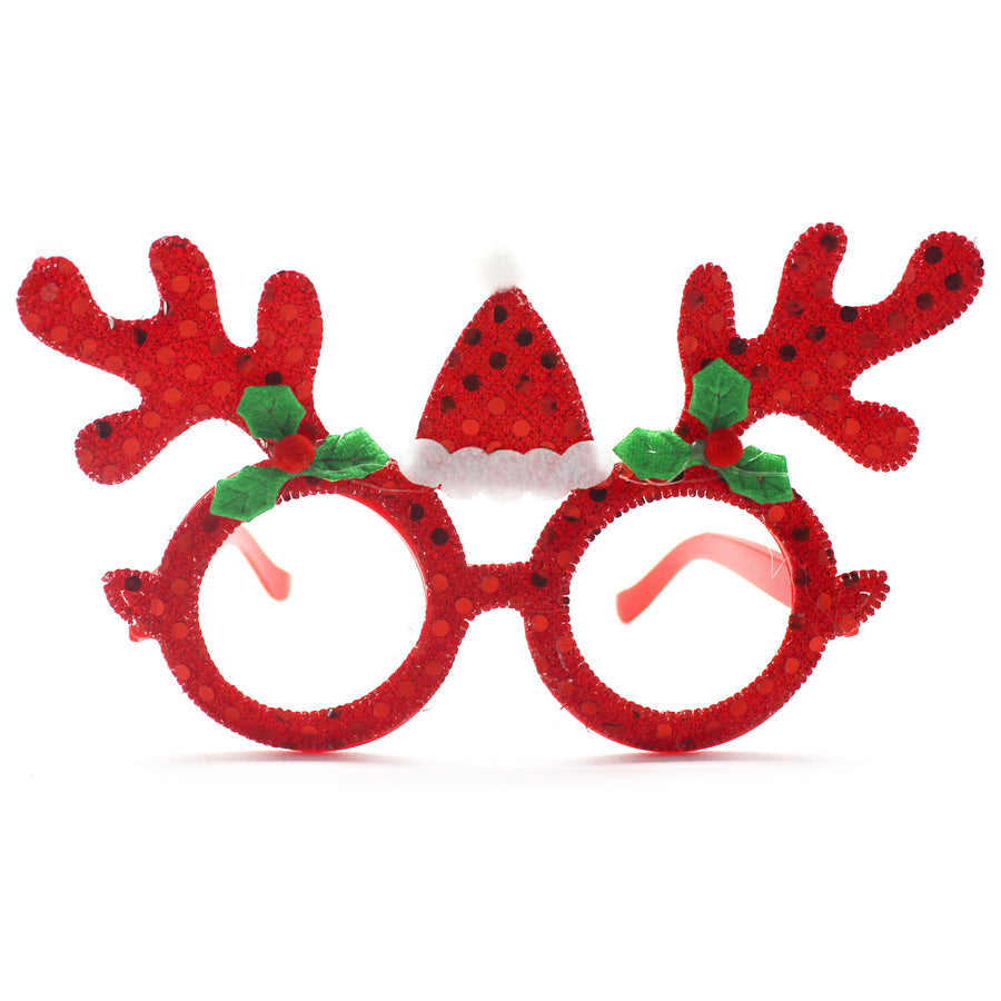 Sparkly Red Reindeer Christmas Party Glasses