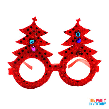 Sparkly Red Christmas Tree Party Glasses