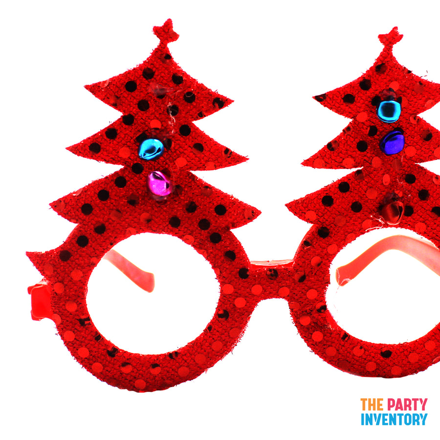 Sparkly Red Christmas Tree Party Glasses