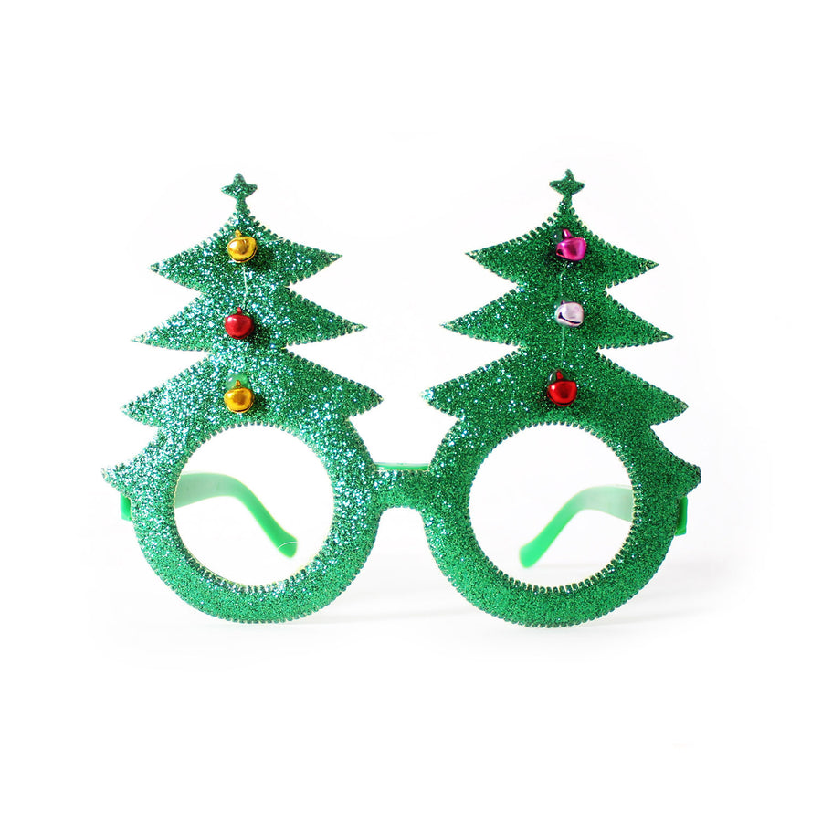 Sparkly Green Christmas Tree Party Glasses