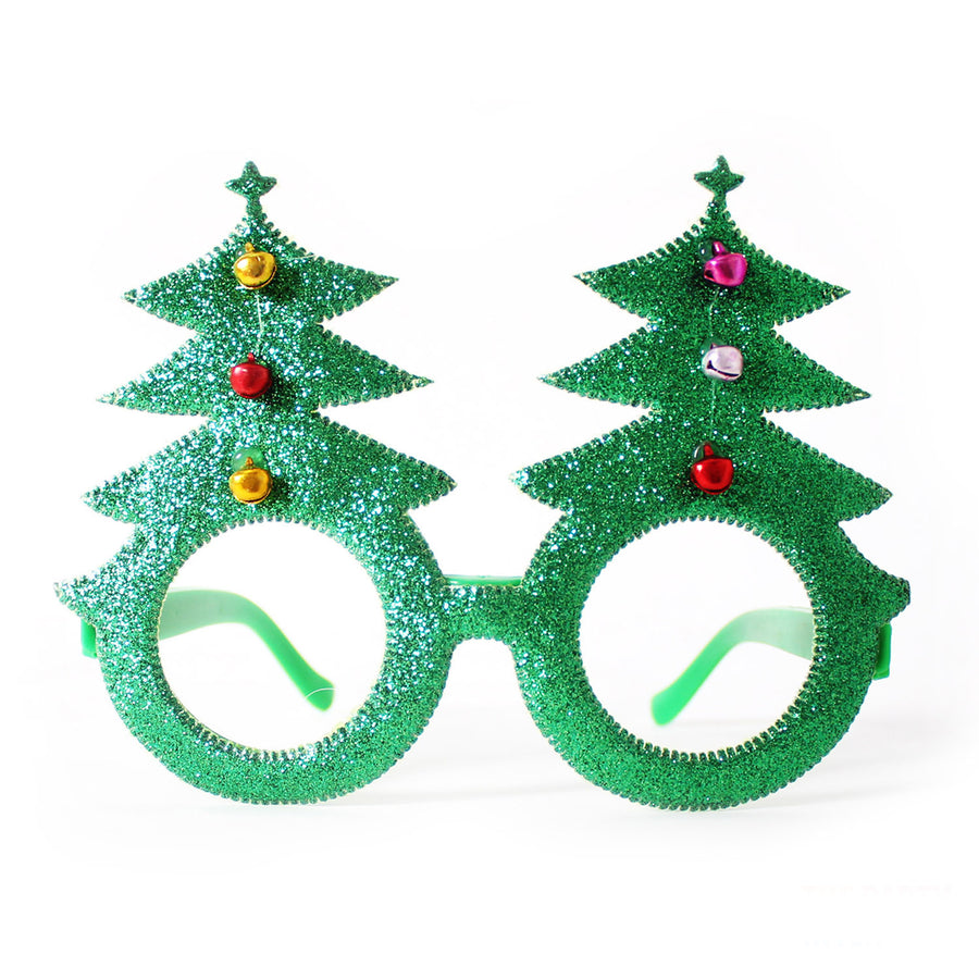 Sparkly Green Christmas Tree Party Glasses