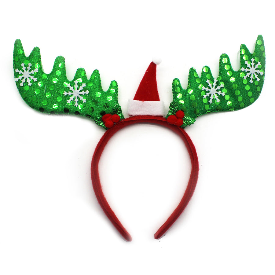 Sparkly Green Reindeer Ears Christmas Headband