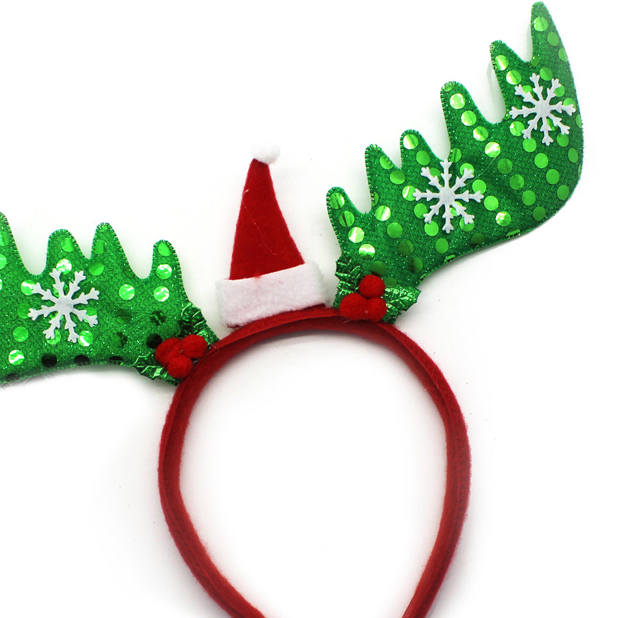 Sparkly Green Reindeer Ears Christmas Headband