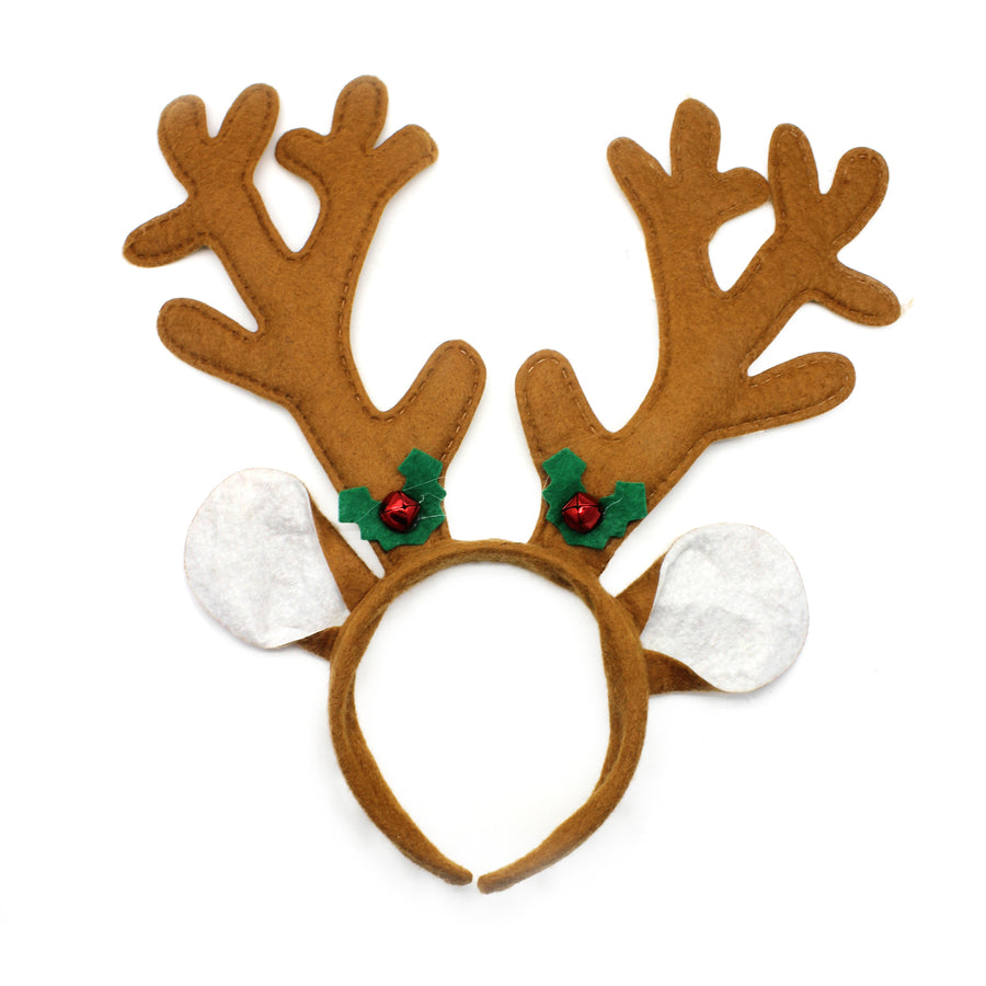 Brown Reindeer Ears Christmas Headband with Bells