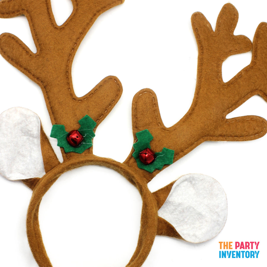 Brown Reindeer Ears Christmas Headband with Bells