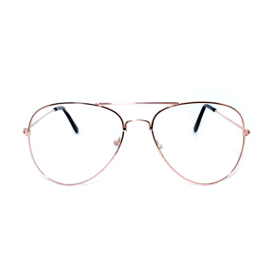 Aviator Party Glasses (Rose Gold Frame with Clear Lens)