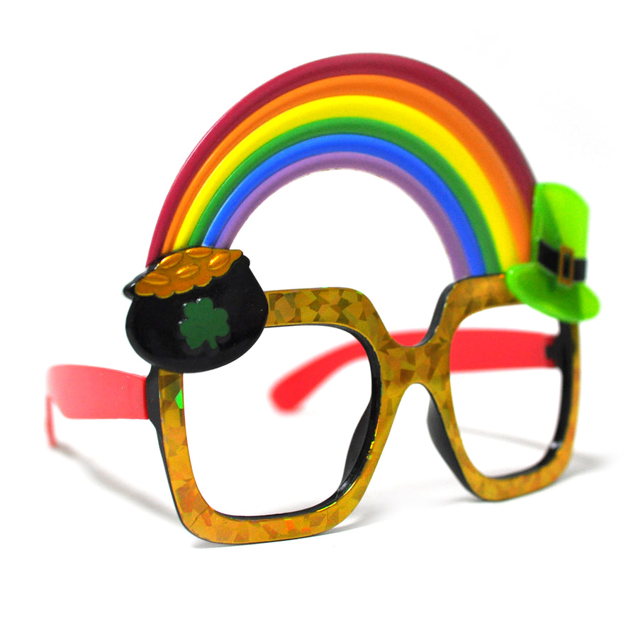 Rainbow with Pot of Gold Party Glasses