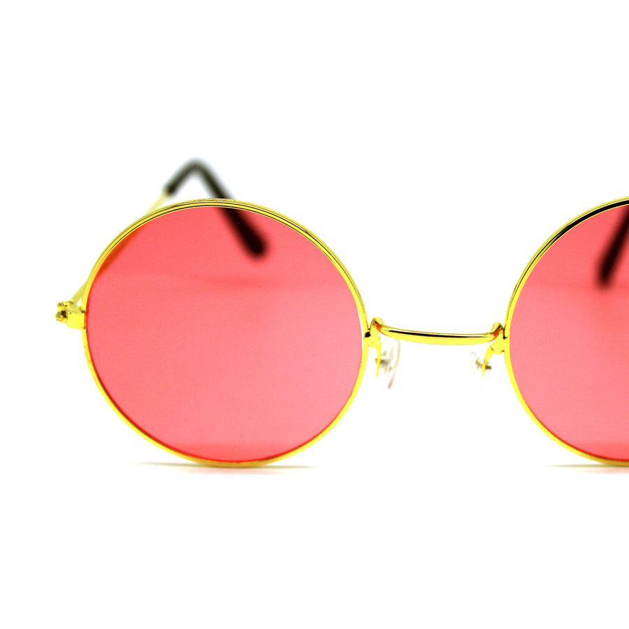 Red Lens Hippie Party Glasses with Gold Rim