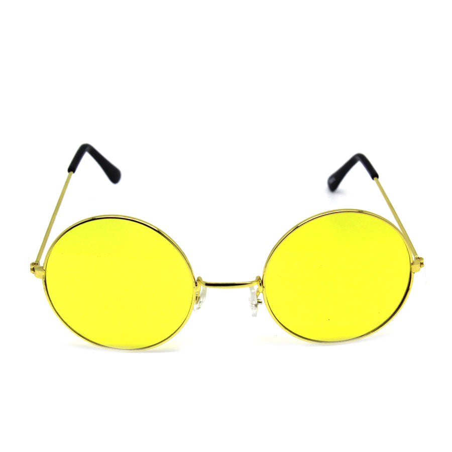 Yellow Lens Hippie Party Glasses with Gold Rim