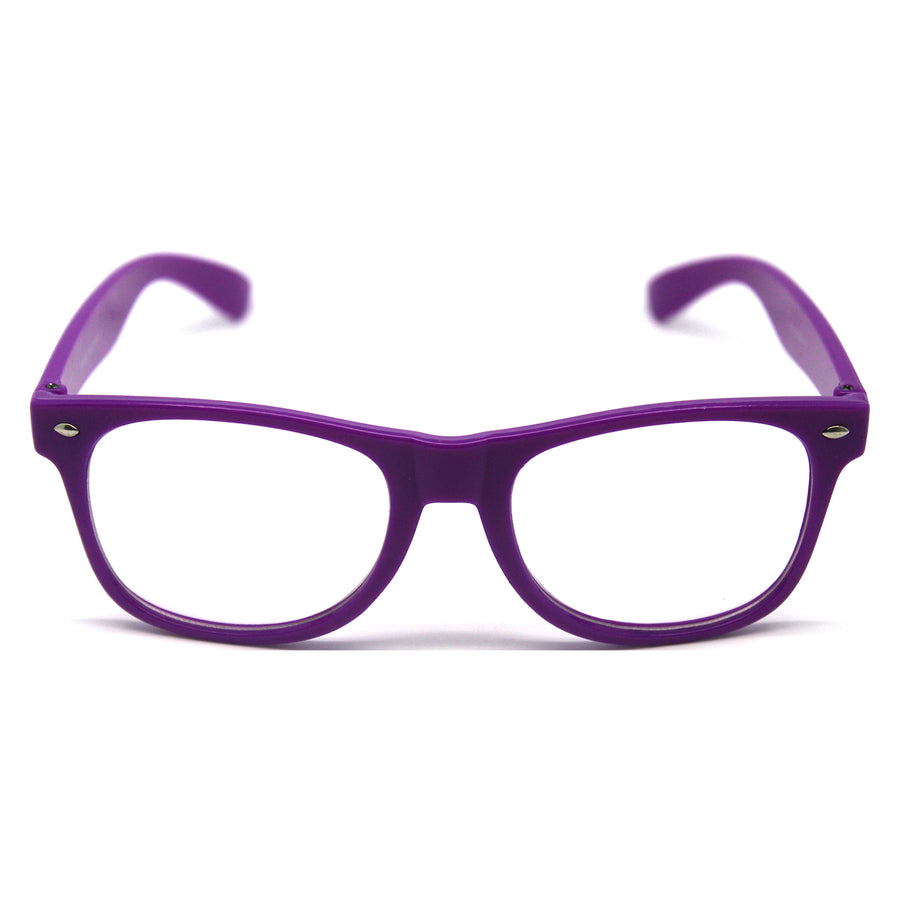 Purple Wayfarer Party Glasses with Clear Lens