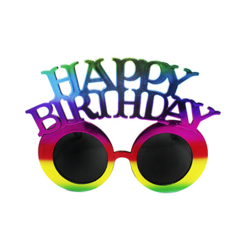 Metallic Rainbow Happy Birthday Party Glasses