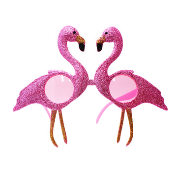 Pink Glitter Flamingo Party Glasses