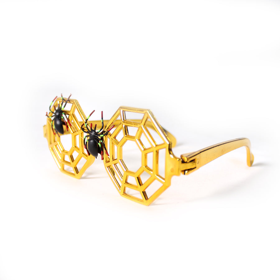 Gold Spiderweb Party Glasses with Spiders