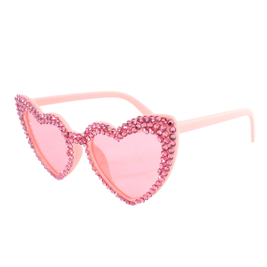 Pink Diamanté Heart Party Glasses