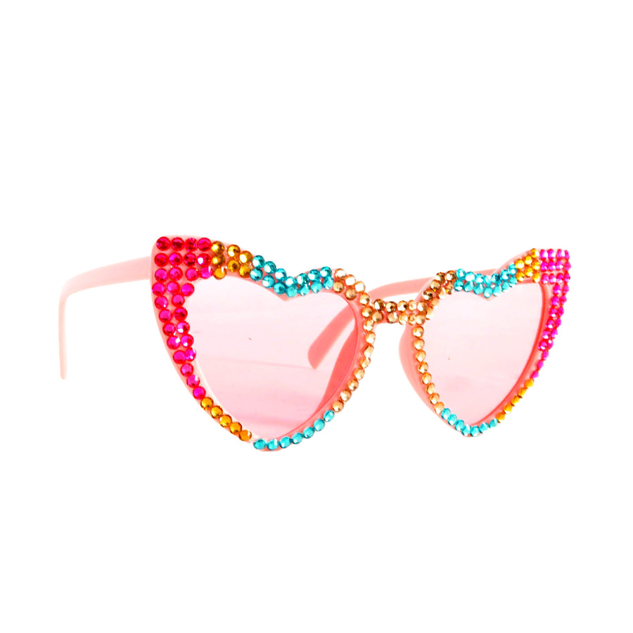 Rainbow Diamanté Heart Party Glasses