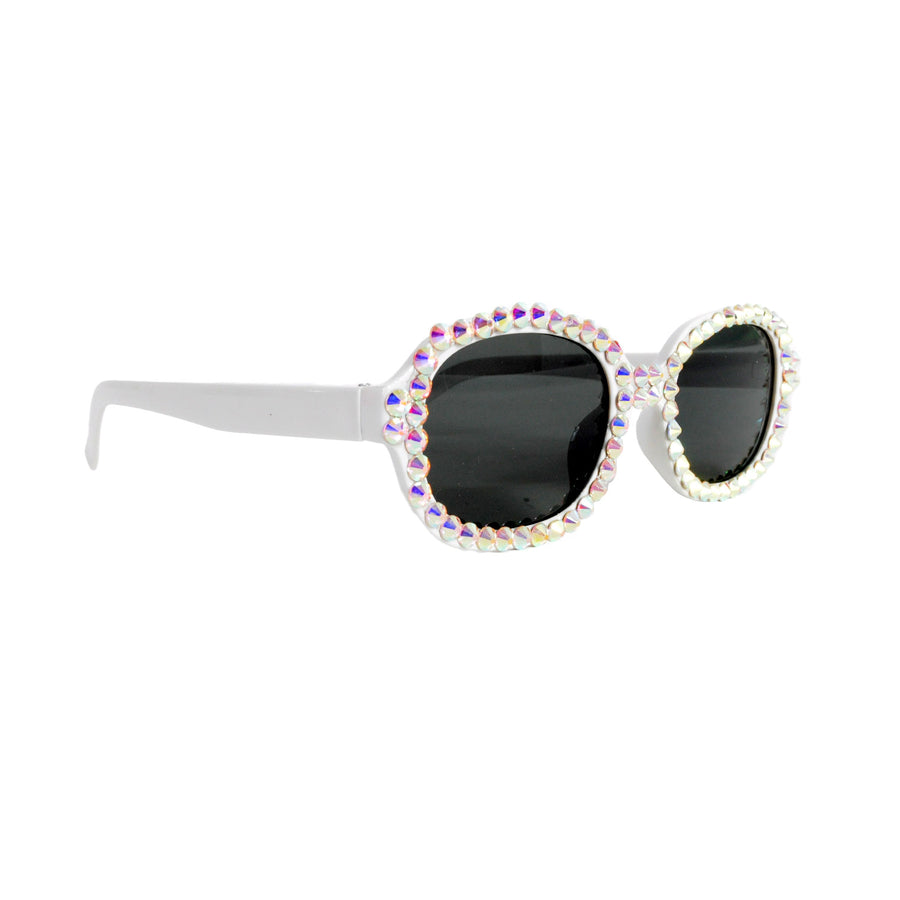 White Diamanté Oval Party Glasses