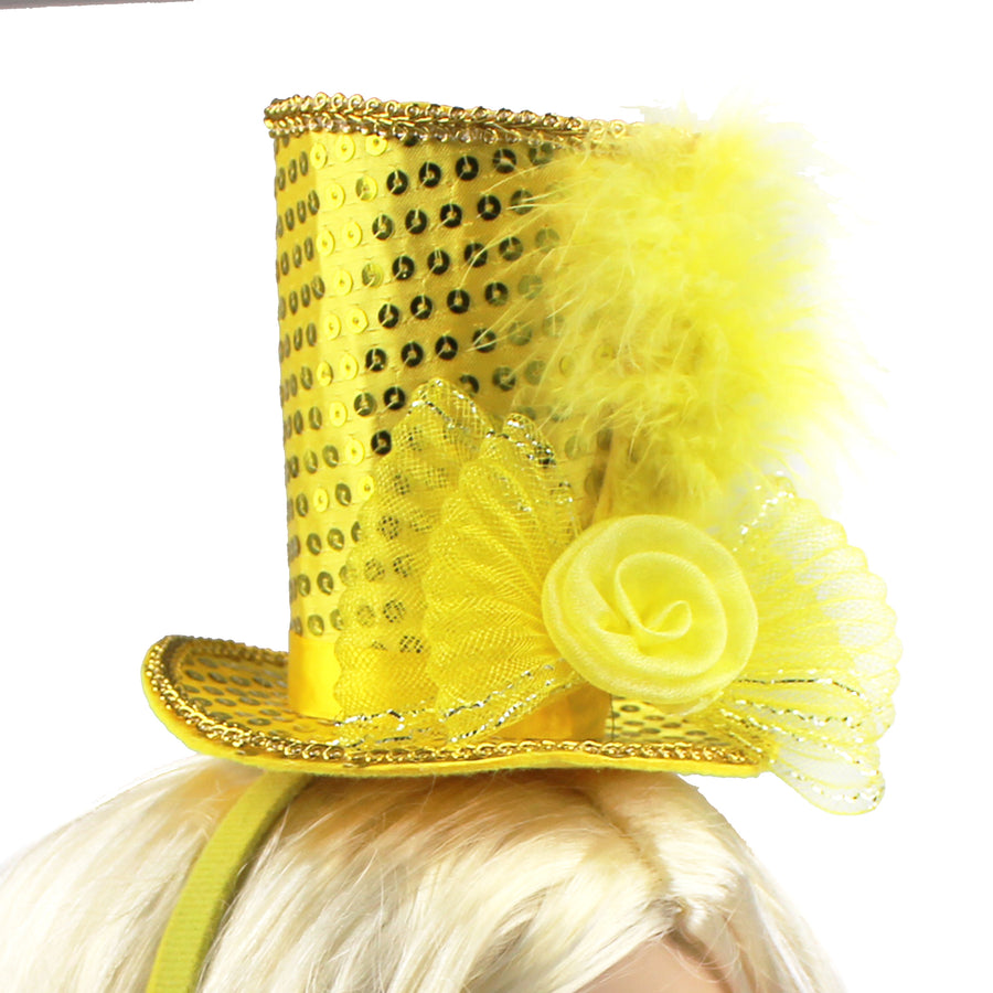 Mini Gold Sequin Top Hat Headband