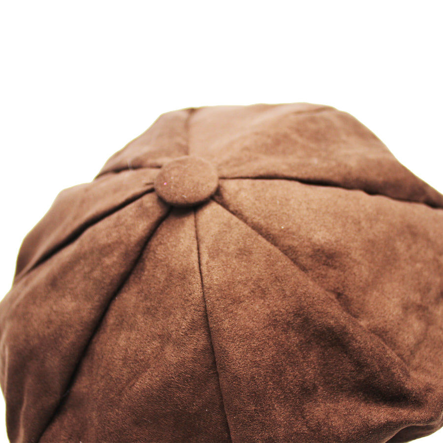 Dark Brown Suede 8 Panel Poor Boy Cap