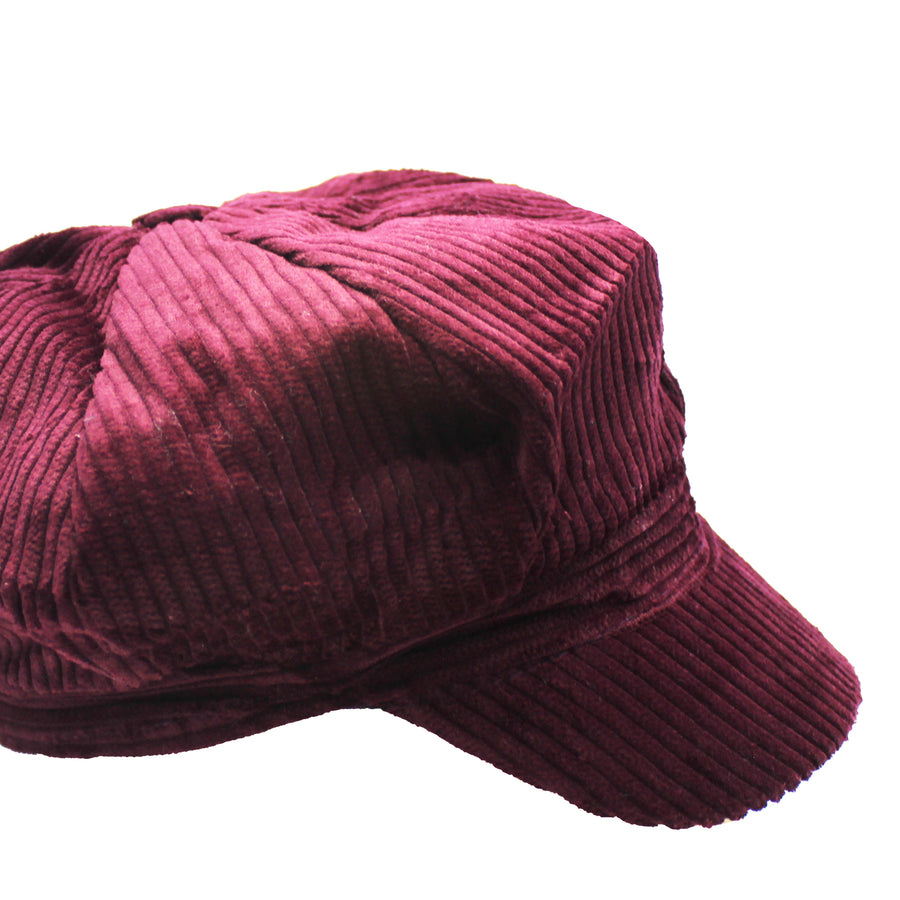 Maroon Corduroy 8 Panel Poor Boy Cap