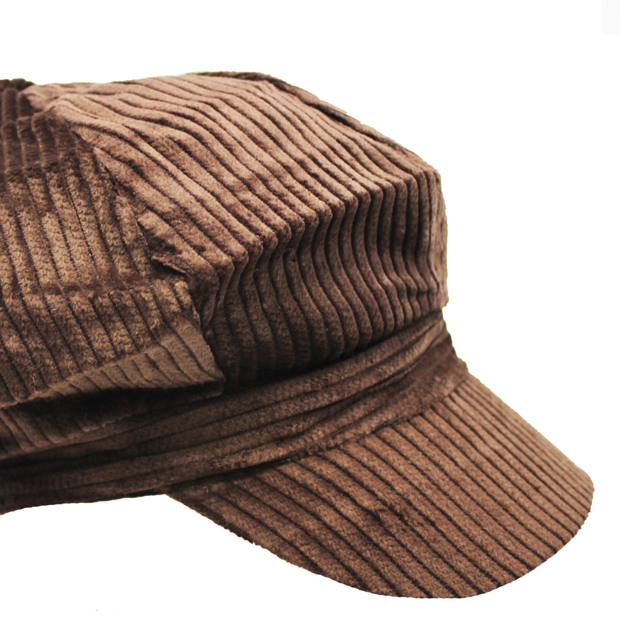 Brown Corduroy 8 Panel Poor Boy Cap