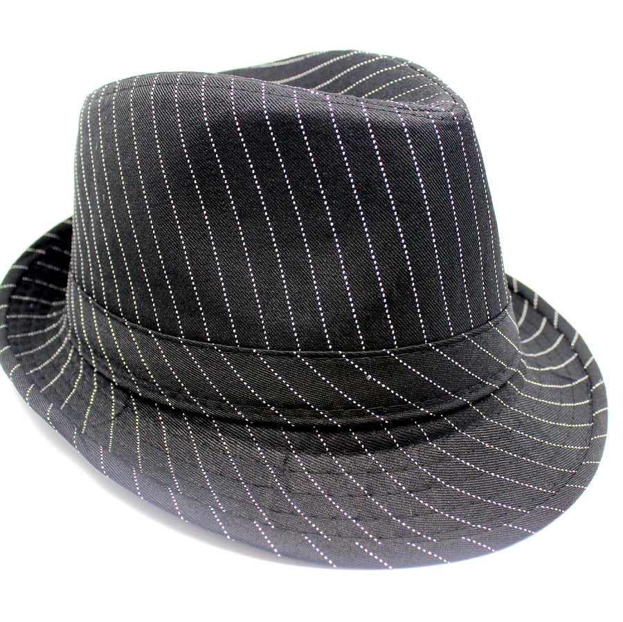 Black Pinstripe Trilby Hat