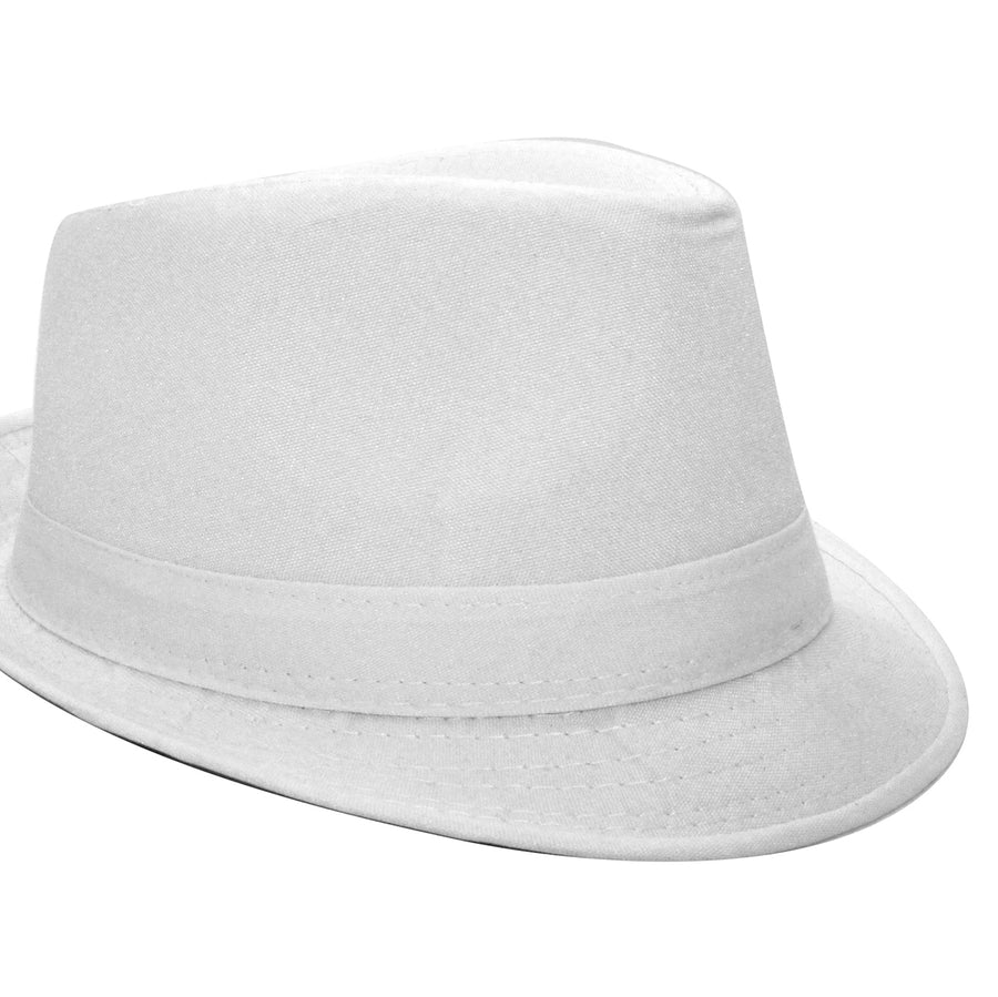 White Trilby Hat with White Band