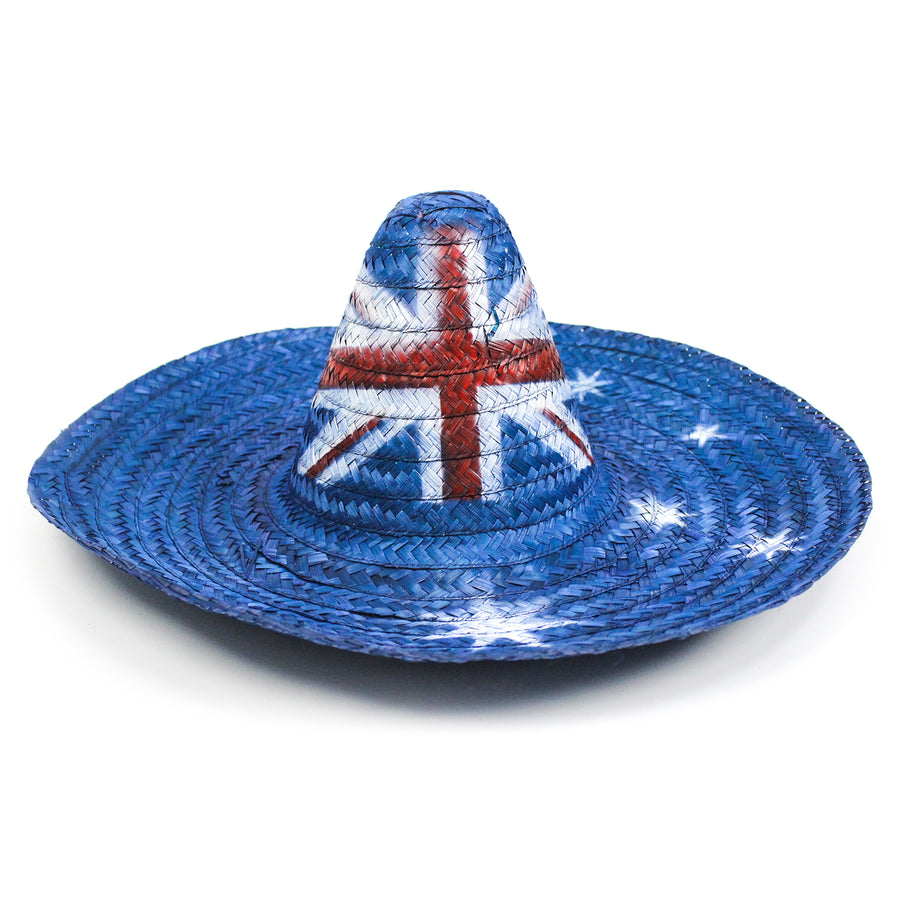 Wide Brim Mexican Straw Hat (Australian Flag)