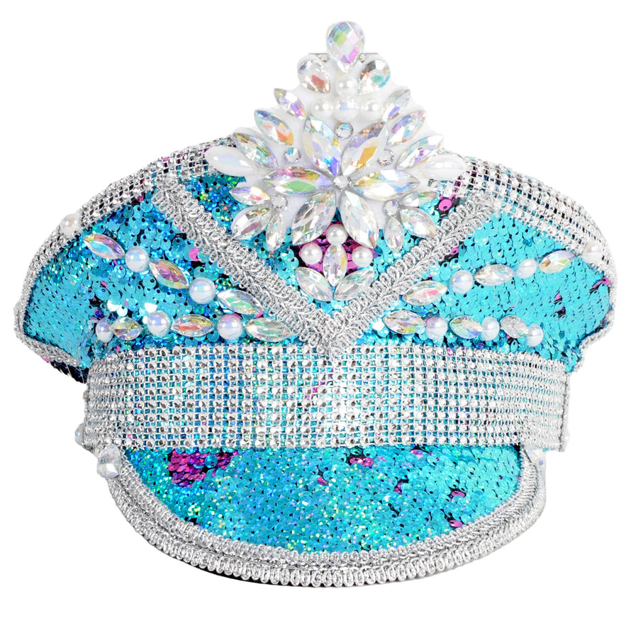 Deluxe Ice Blue Sequin Festival Cap