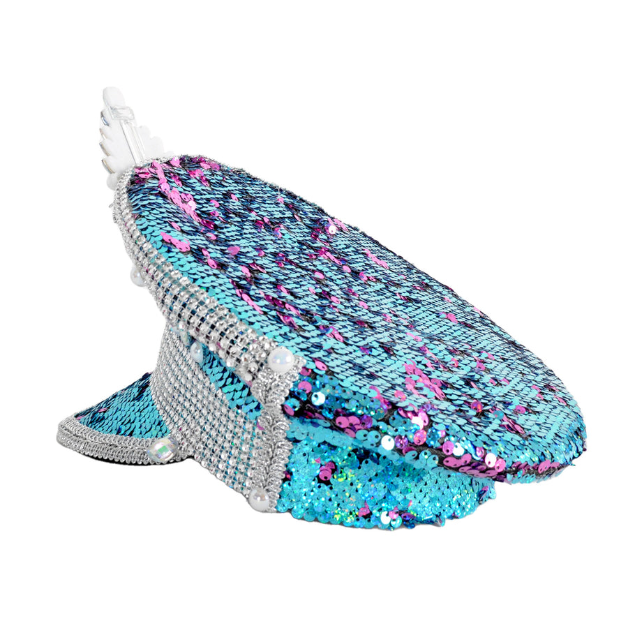 Deluxe Ice Blue Sequin Festival Cap