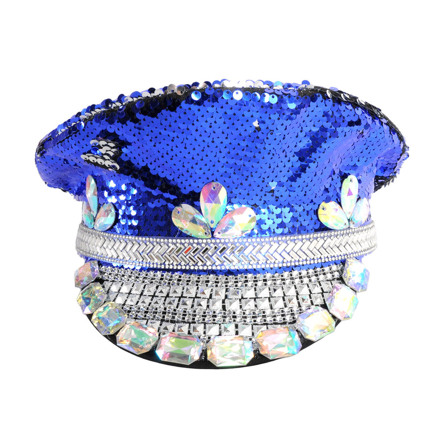 Deluxe Blue Sequin Festival Cap