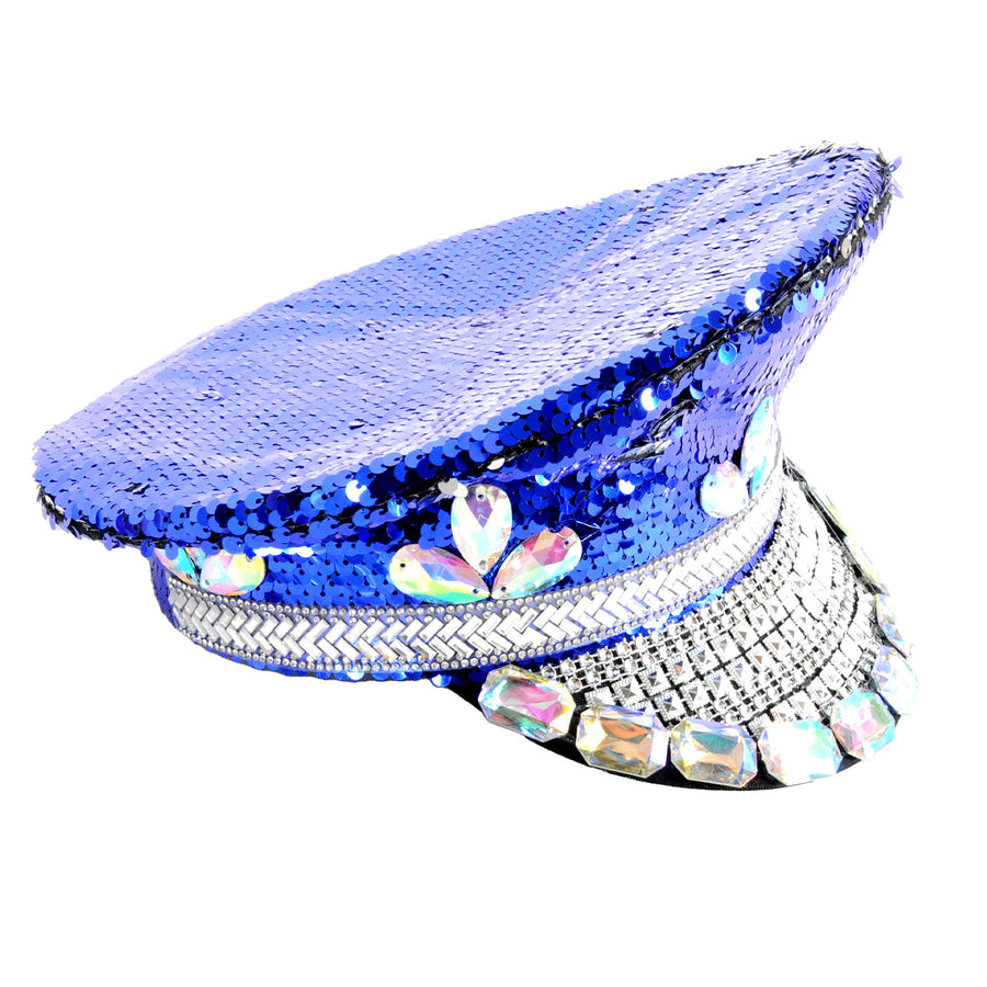 Deluxe Blue Sequin Festival Cap