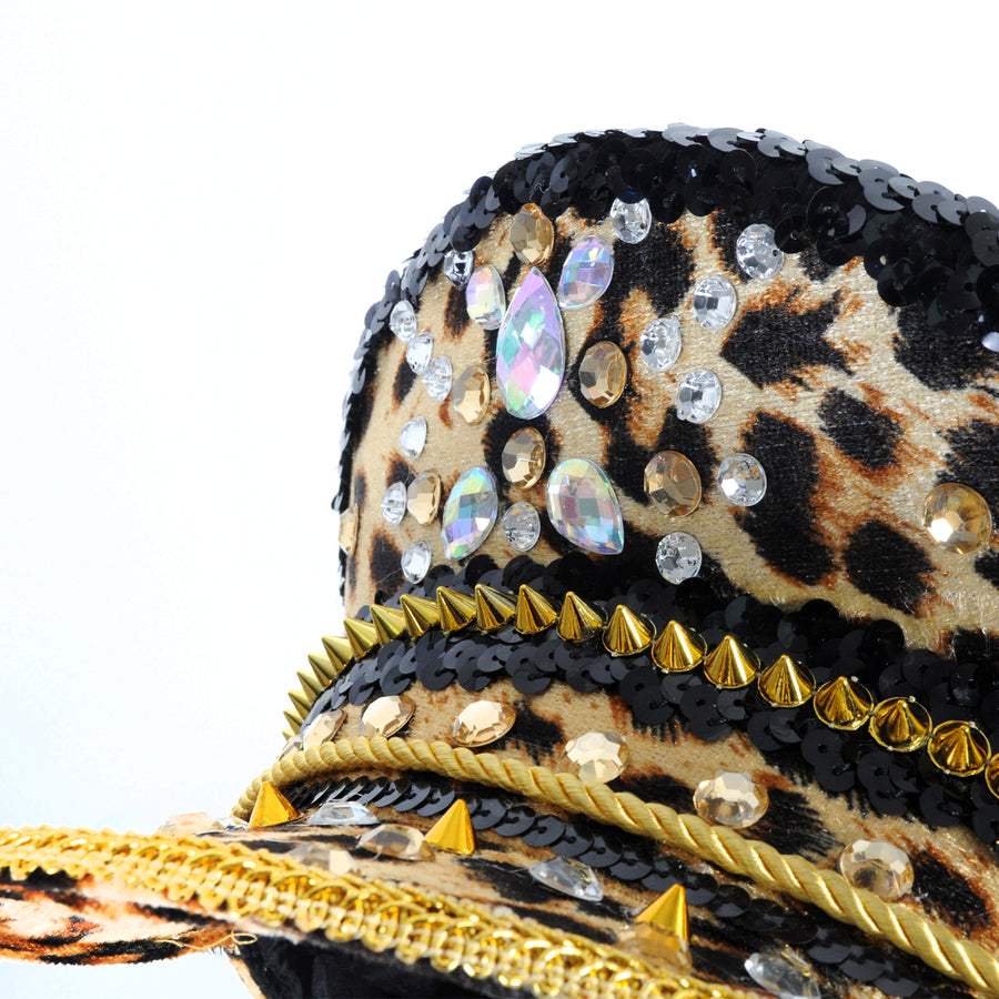 Deluxe Leopard printed Studded Cap