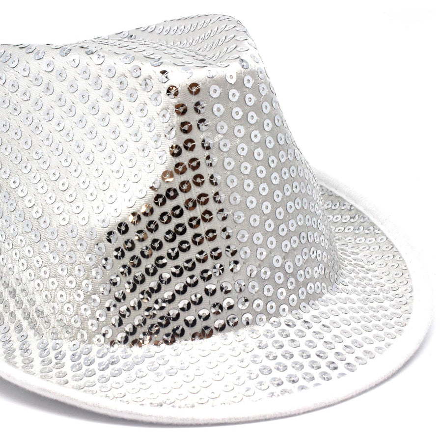 Fluro Sequin Trilby Hat (White)