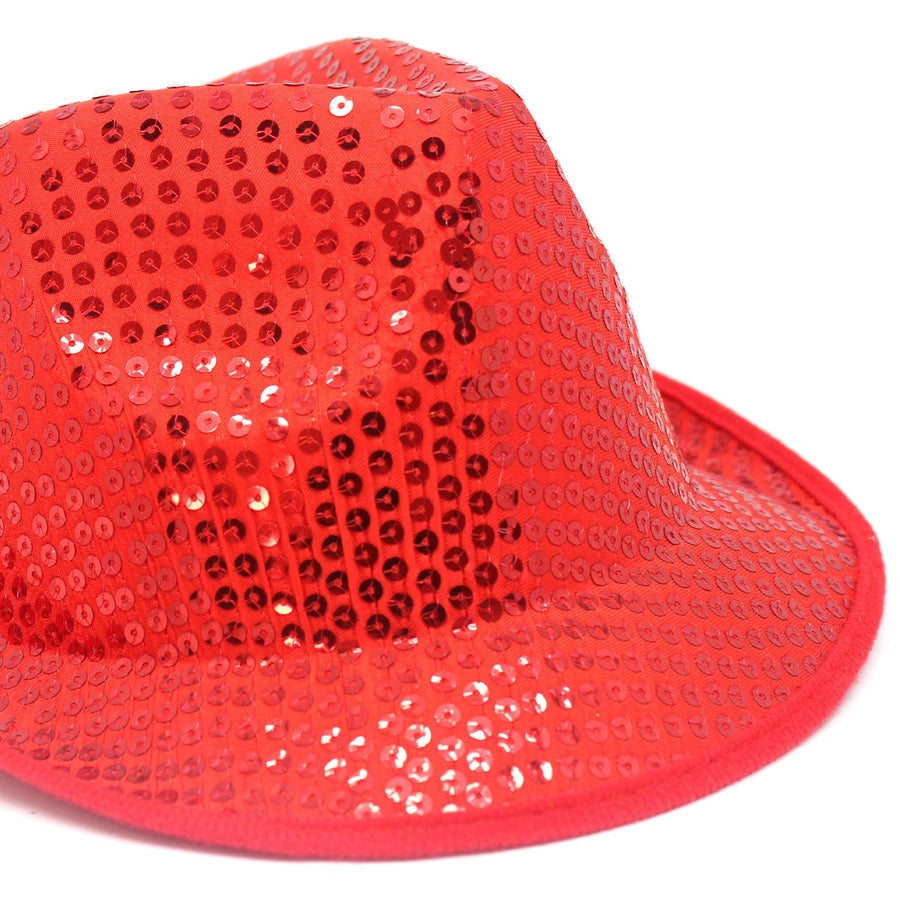 Fluro Sequin Trilby Hat (Red)