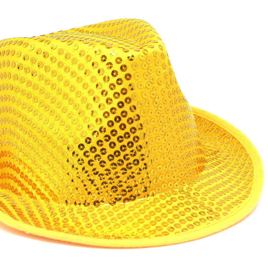 Fluro Sequin Trilby Hat (Yellow)