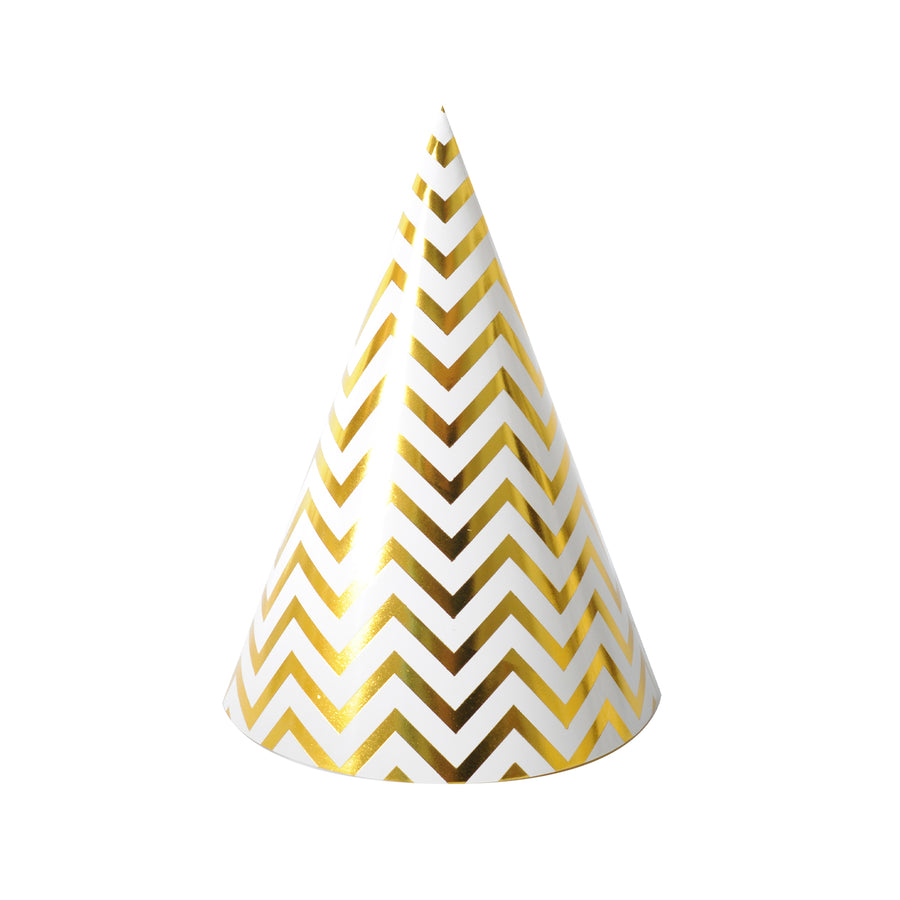 6pcs Party Hats (Metallic Gold Zig Zig)