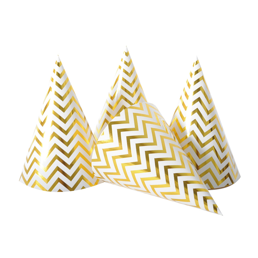 6pcs Party Hats (Metallic Gold Zig Zig)