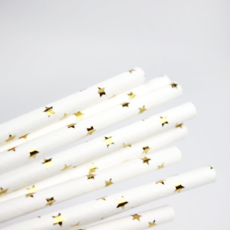 Metallic Gold Star Paper Straws