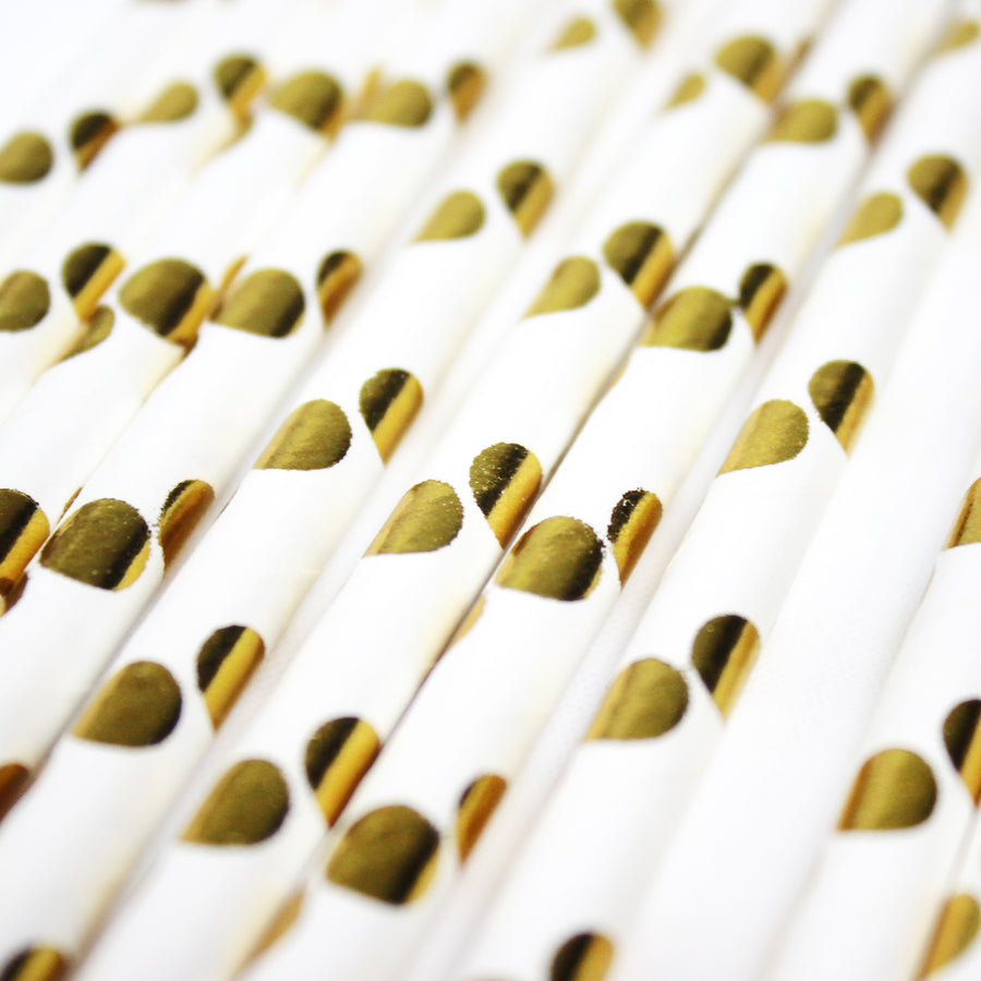 Metallic Gold Circle Paper Straws