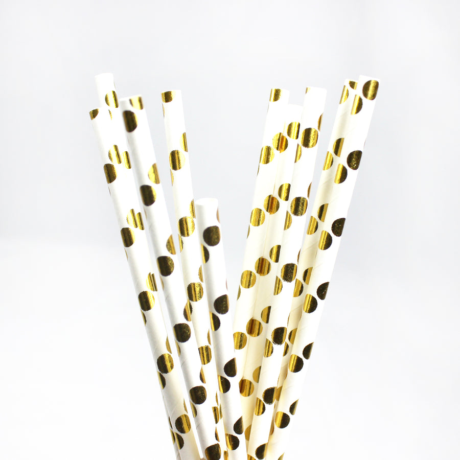 Metallic Gold Circle Paper Straws