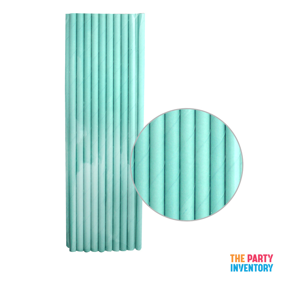 Plain Aqua Paper Straws