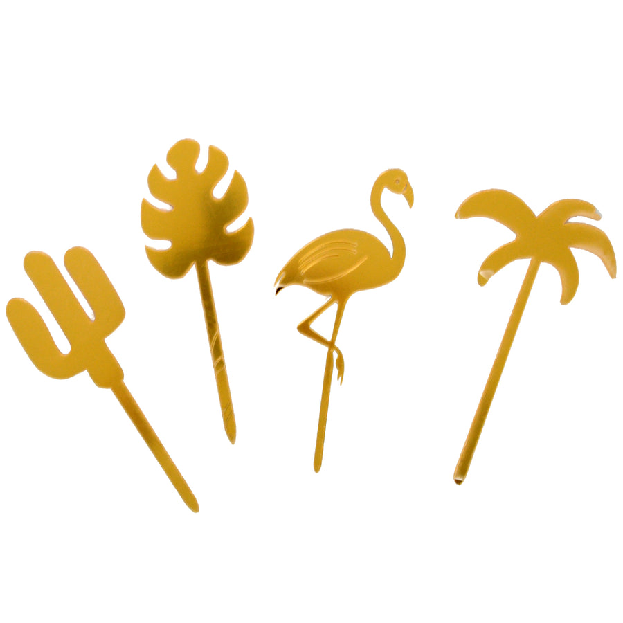 Tropical Gold Cupcake Toppers (4pk)