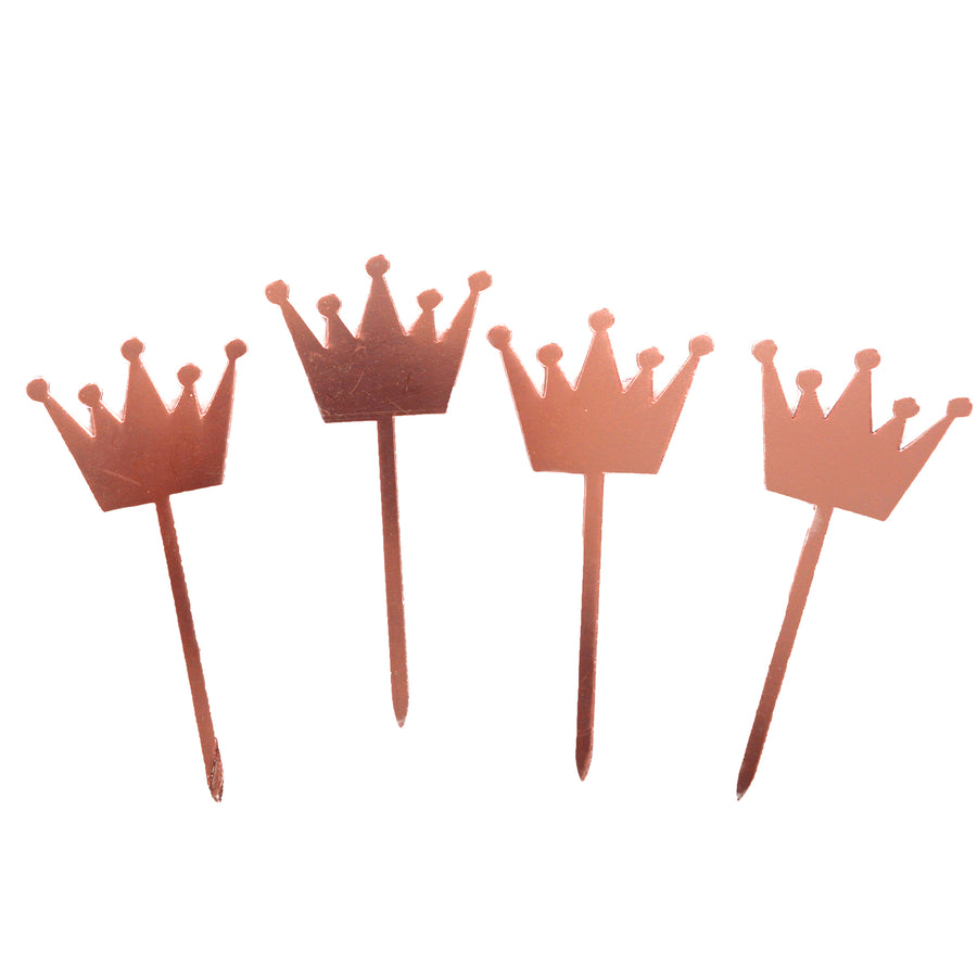 Crown Rose Gold Cupcake Toppers (4pk)