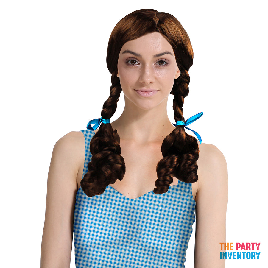 Plaited Gingham Girl Wig