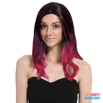 Wavy Two Tone Wig (Black / Pink)