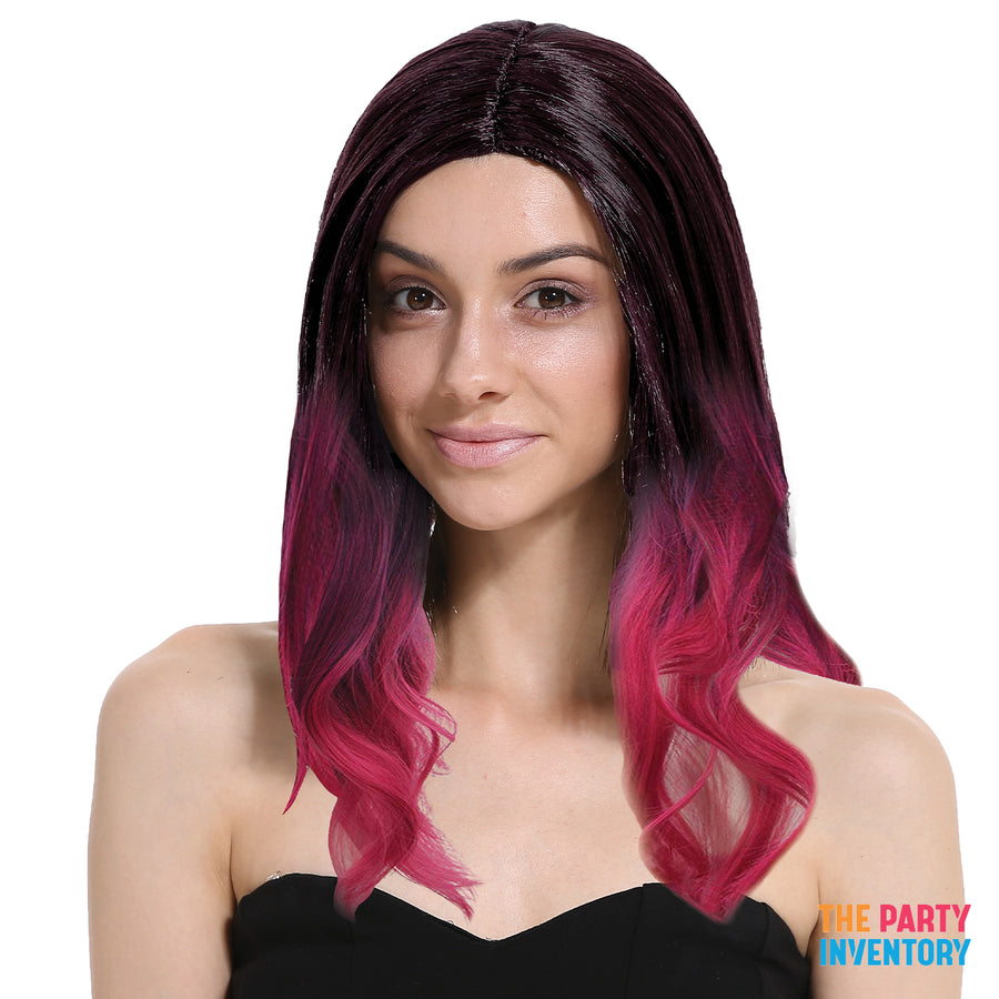 Wavy Two Tone Wig (Black / Pink)